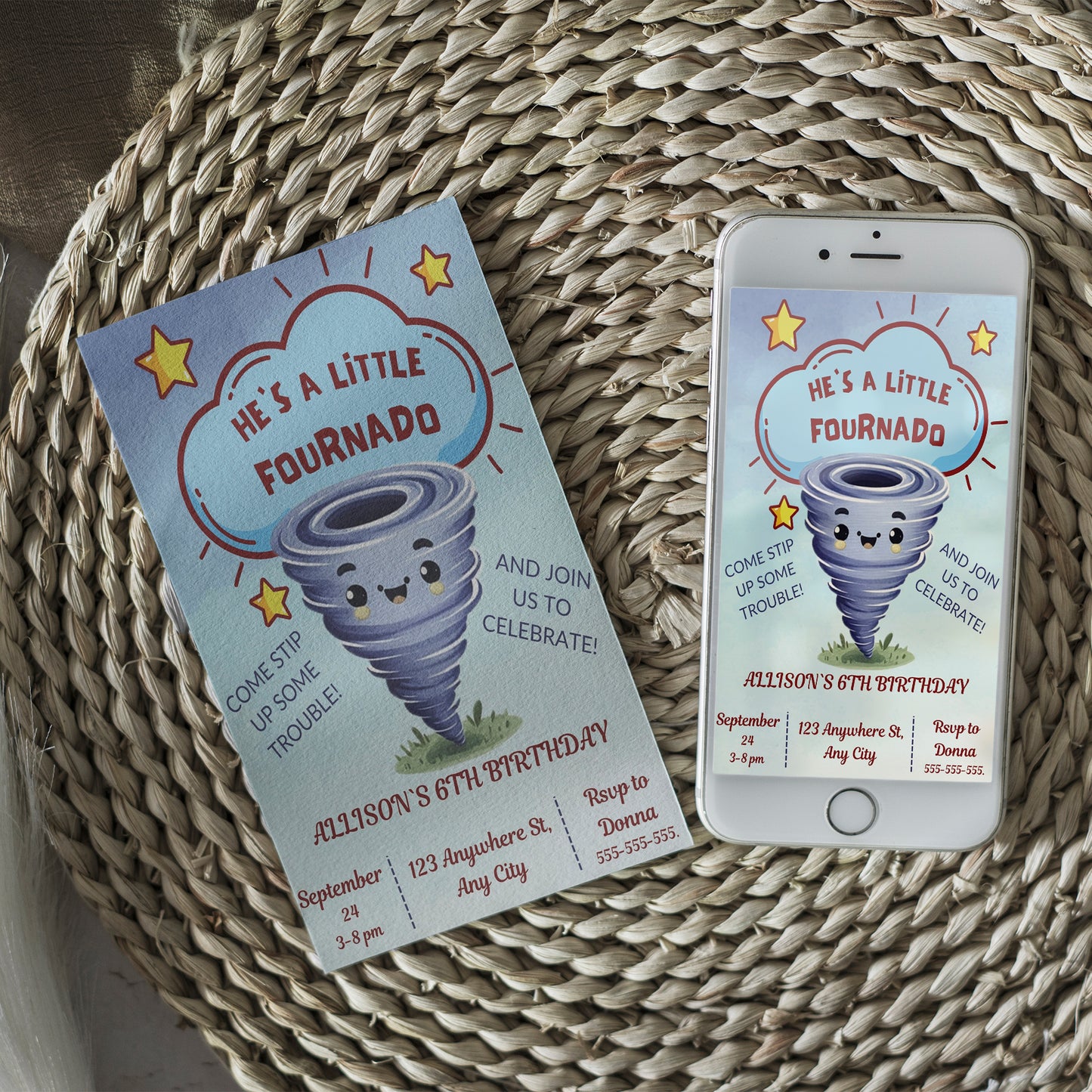 Fournado Tornado Birthday Invitation Template - CreativeRino