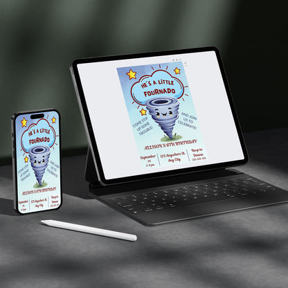 Fournado Tornado Birthday Invitation Template - CreativeRino