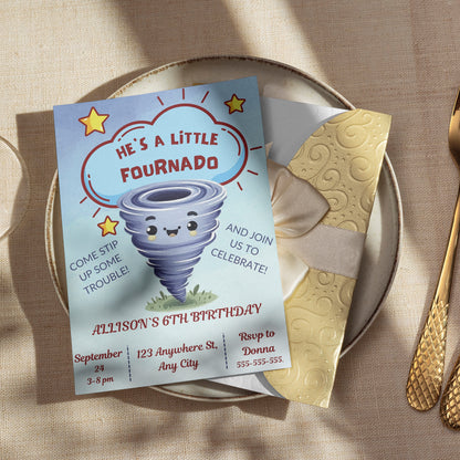 Fournado Tornado Birthday Invitation Template - CreativeRino
