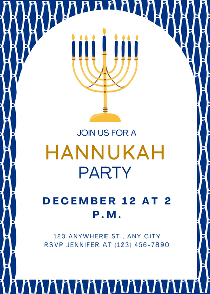 Hanukkah Invitation Template | Hanukkah Celebration Party Invite - CreativeRino