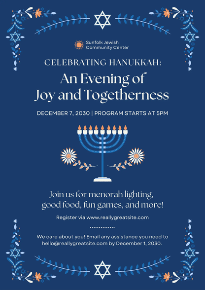 Hanukkah Invitation Template | Hanukkah Celebration Party Invite - CreativeRino