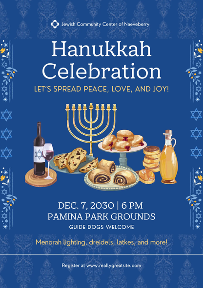 Hanukkah Invitation Template | Hanukkah Celebration Party Invite - CreativeRino