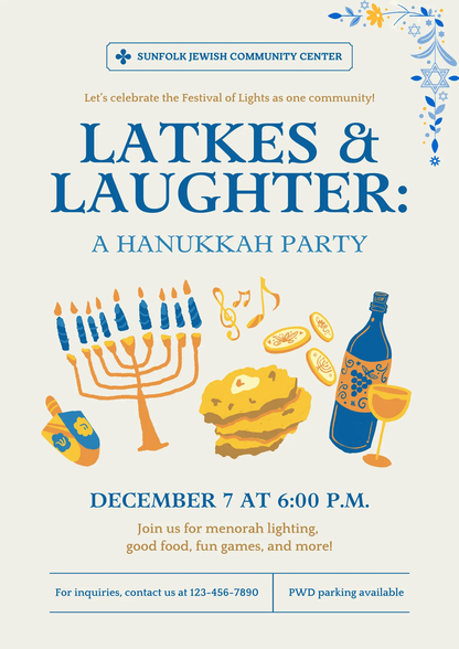 Hanukkah Invitation Template | Hanukkah Celebration Party Invite - CreativeRino