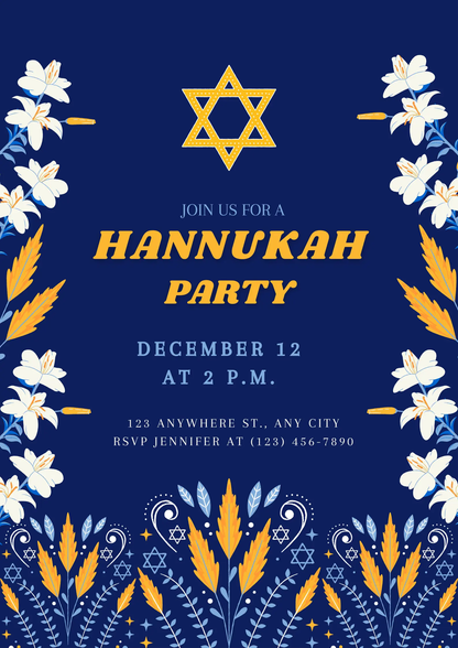 Hanukkah Invitation Template | Hanukkah Celebration Party Invite - CreativeRino
