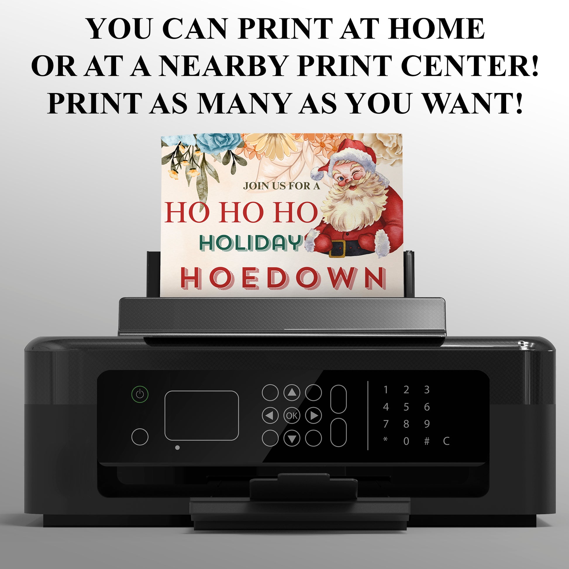 Christmas Hoedown Invitation Template | Cowboy Santa Christmas Party Invite - CreativeRino