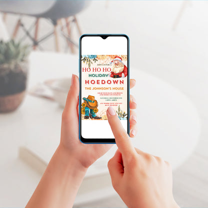 Christmas Hoedown Invitation Template | Cowboy Santa Christmas Party Invite - CreativeRino