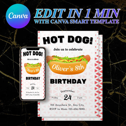 Hot Dog Birthday Invitation Template CreativeRino