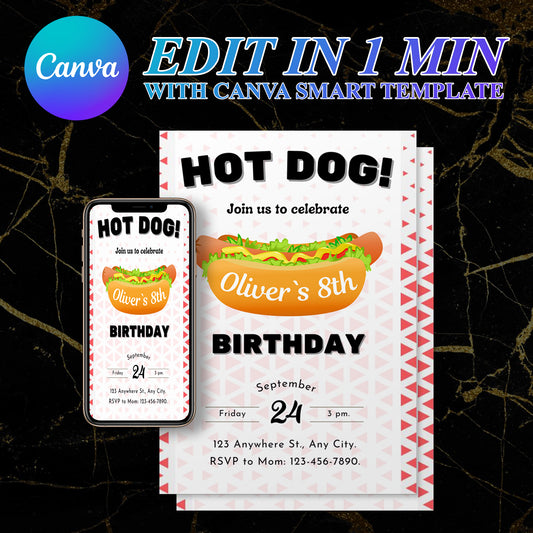 Hot Dog Birthday Invitation Template