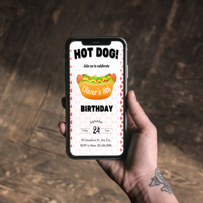 Hot Dog Birthday Invitation Template - CreativeRino