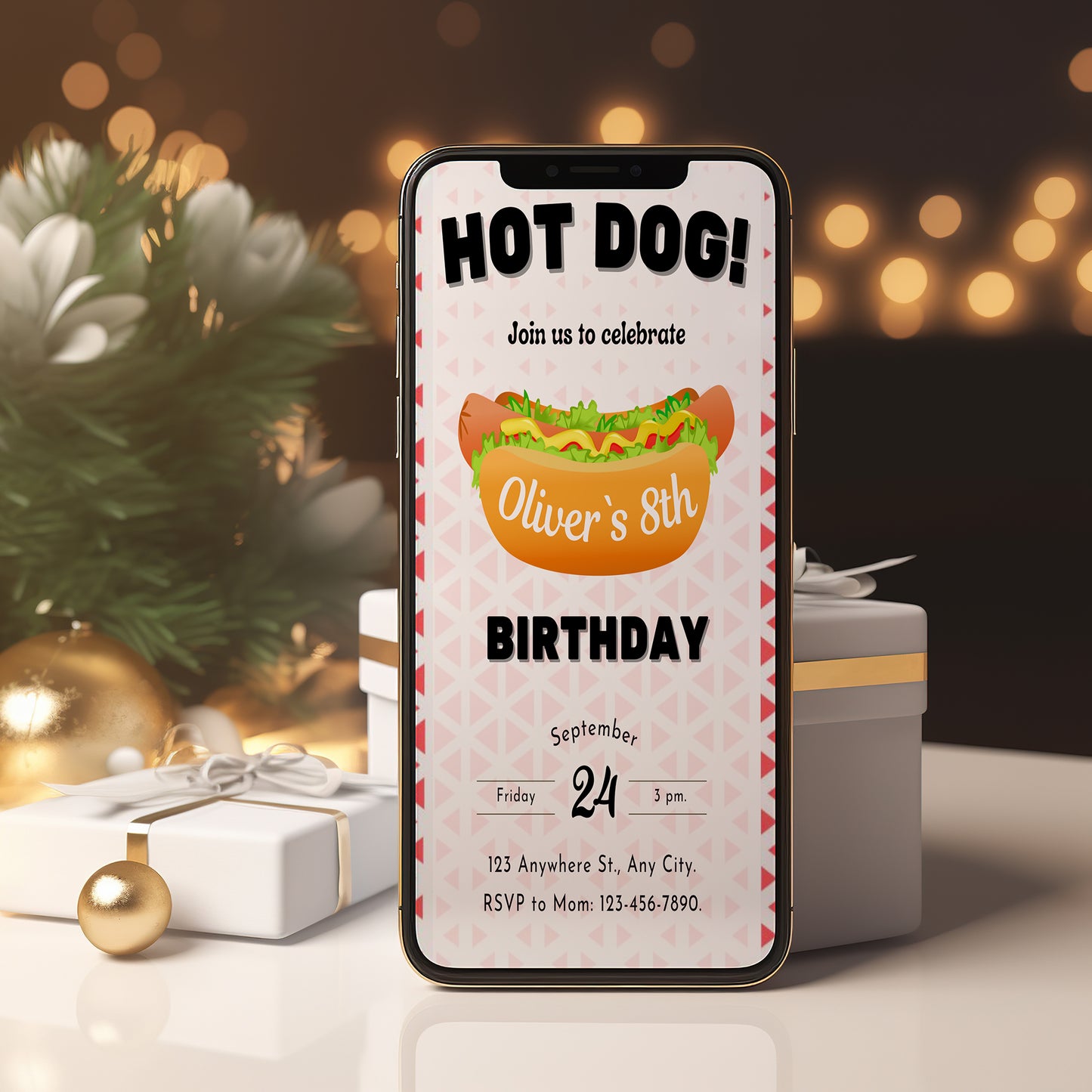 Hot Dog Birthday Invitation Template - CreativeRino