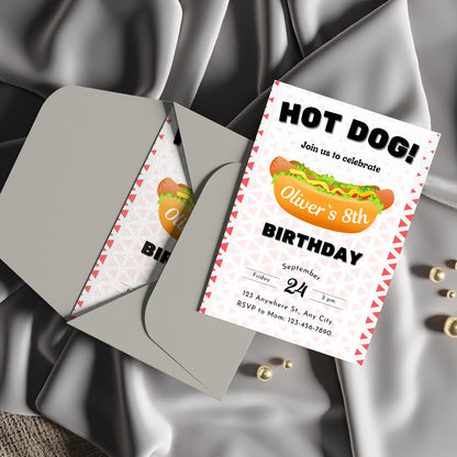 Hot Dog Birthday Invitation Template - CreativeRino