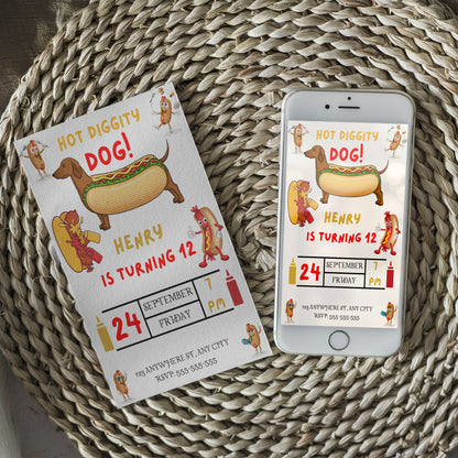 Hot Dog Birthday Invitation Template - CreativeRino