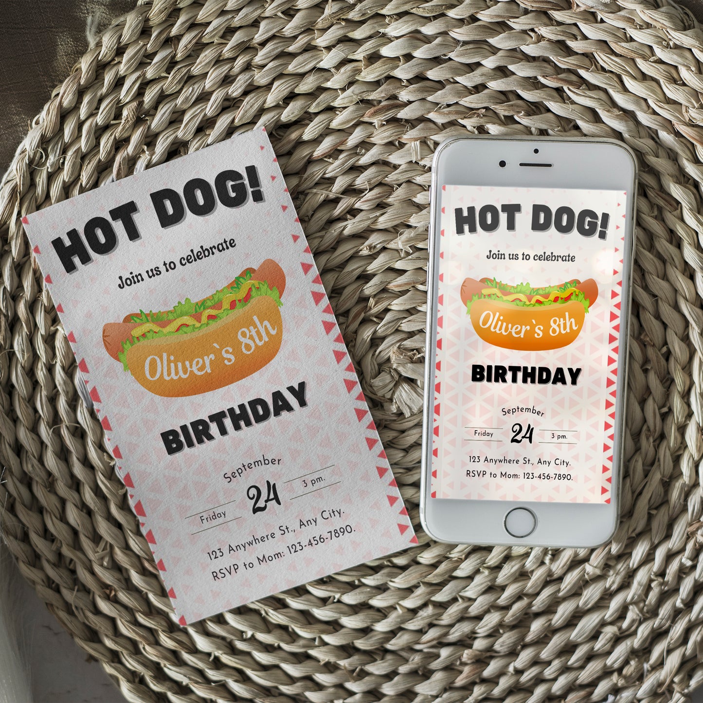 Hot Dog Birthday Invitation Template - CreativeRino