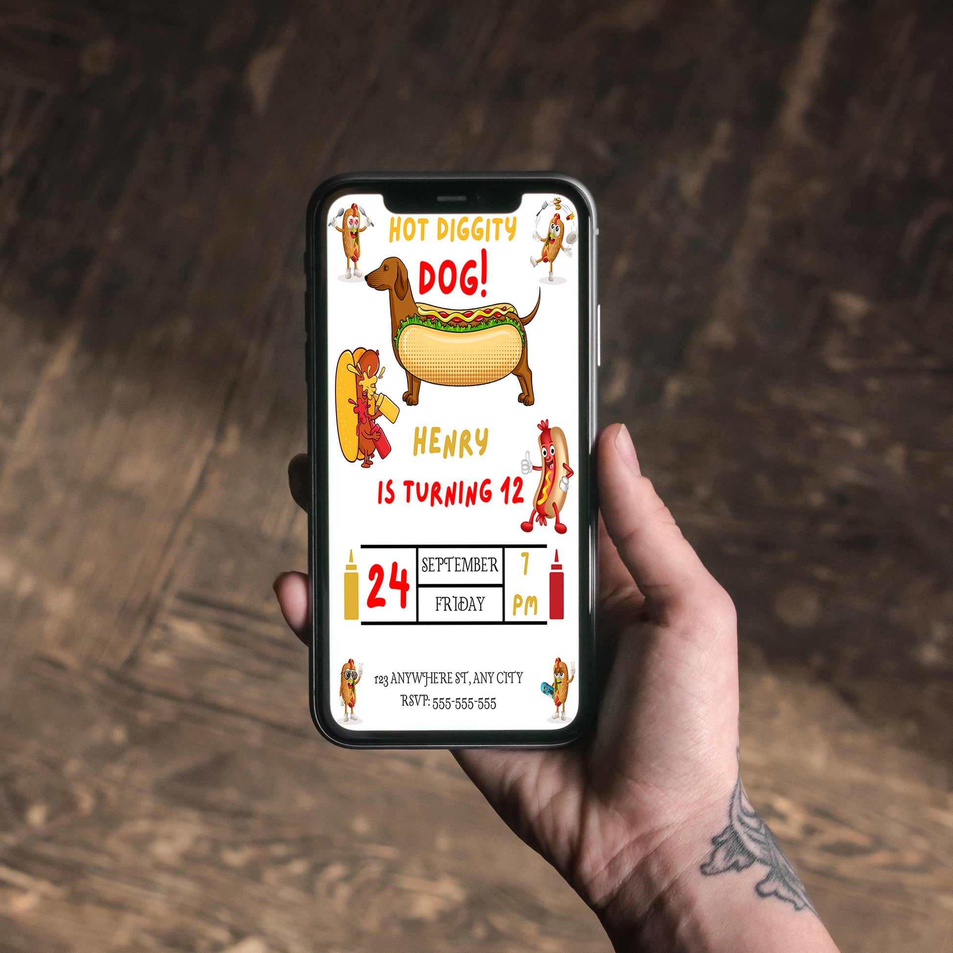 Hot Dog Birthday Invitation Template - CreativeRino