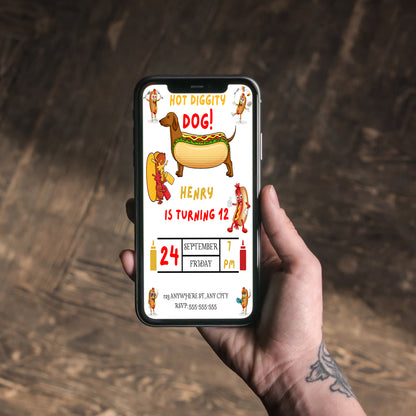 Hot Dog Birthday Invitation Template - CreativeRino
