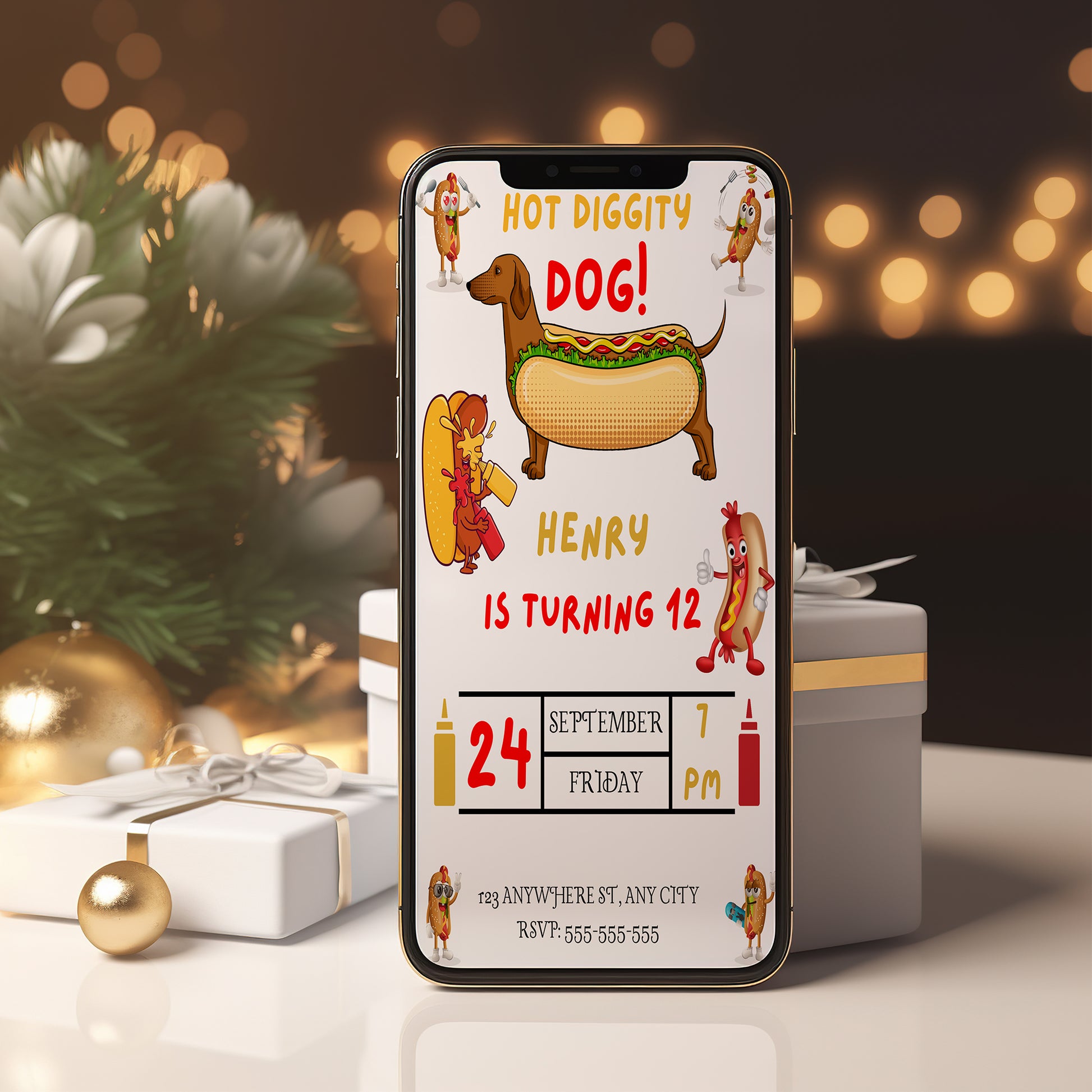 Hot Dog Birthday Invitation Template - CreativeRino