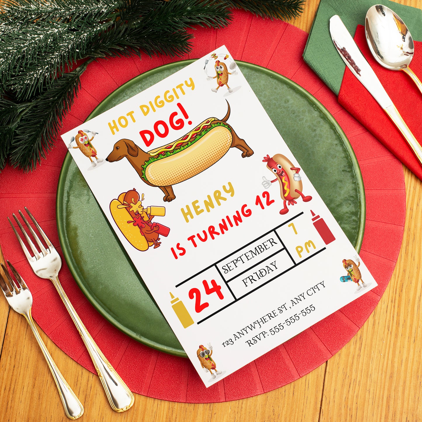 Hot Dog Birthday Invitation Template - CreativeRino