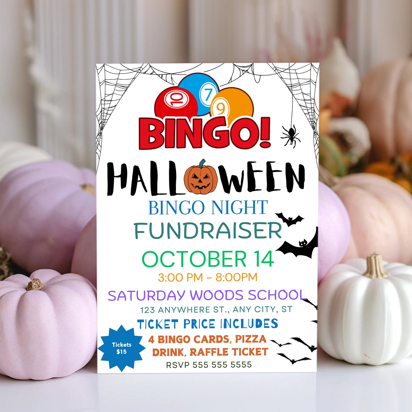 Bingo Night Halloween Fundraiser Invitation Template