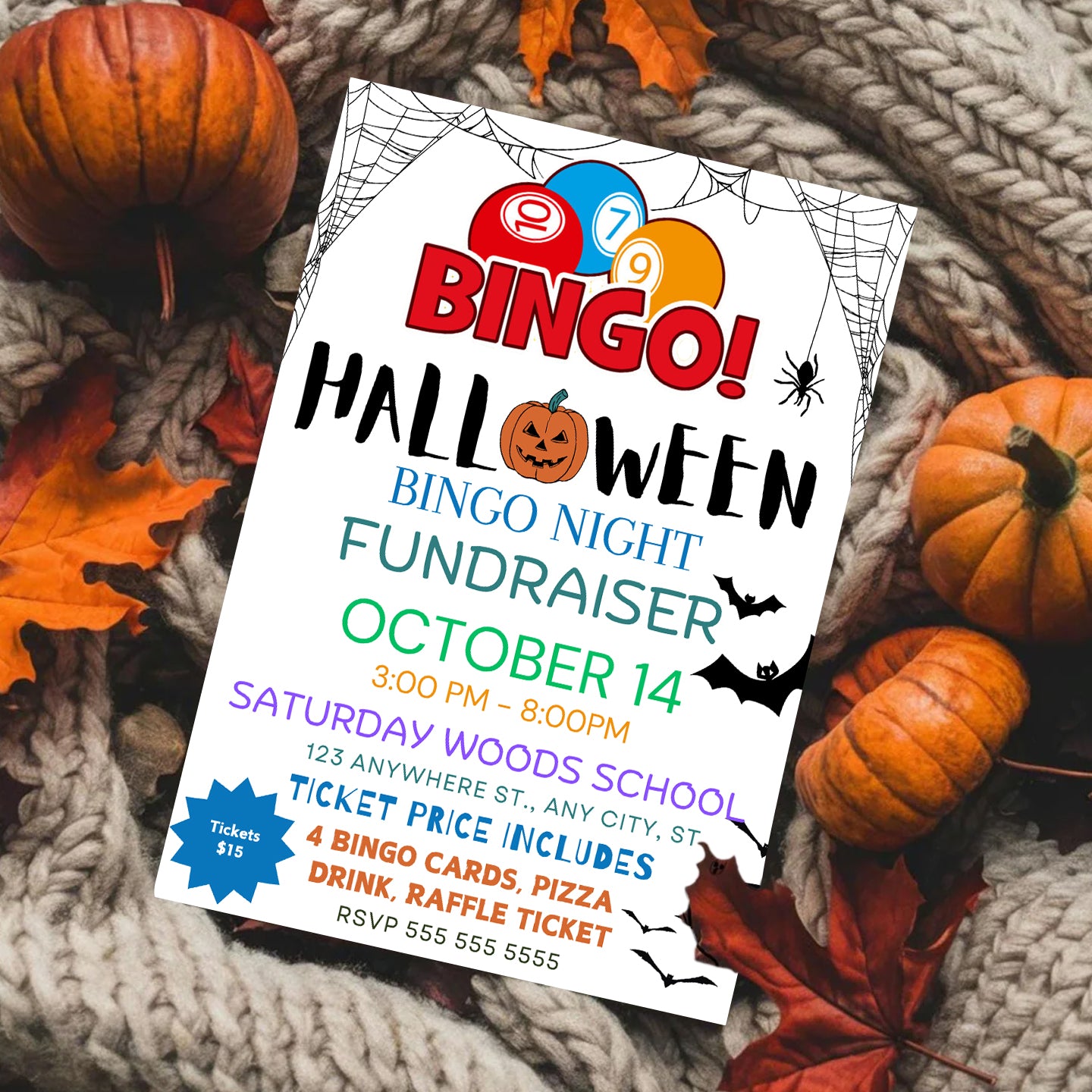 Bingo Night Halloween Fundraiser Invitation Template