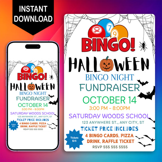 Bingo Night Halloween Fundraiser Invitation Template