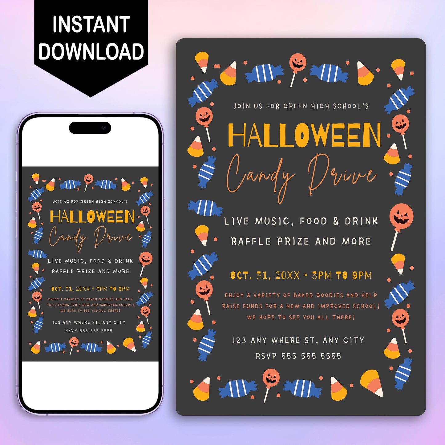 Halloween Candy Drive Invitation Template