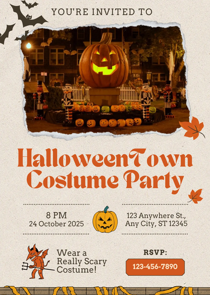 Spirit of Halloweentown Costume Party Invitation Template - CreativeRino