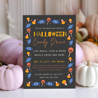 Halloween Candy Drive Invitation Template - CreativeRino