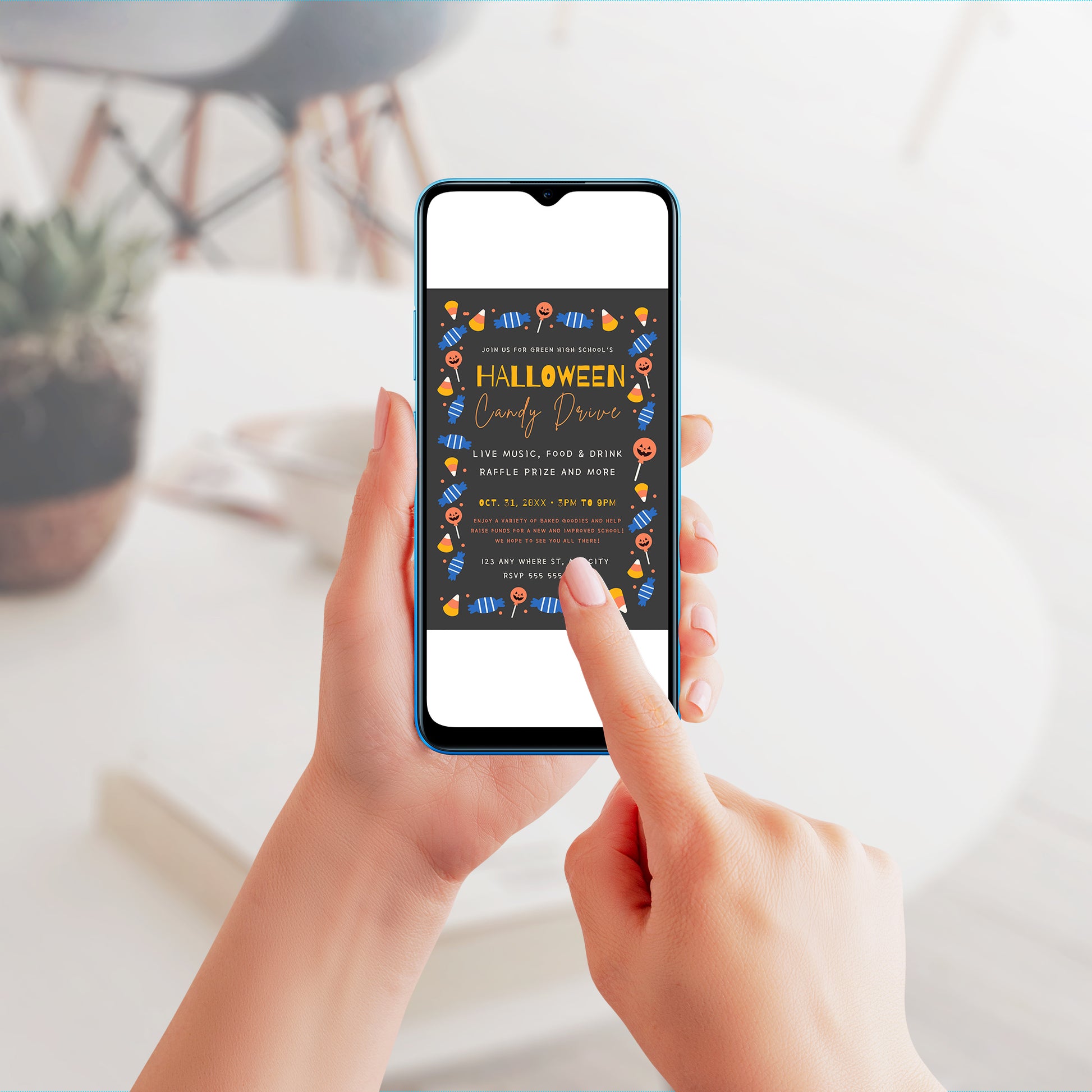 Halloween Candy Drive Invitation Template - CreativeRino
