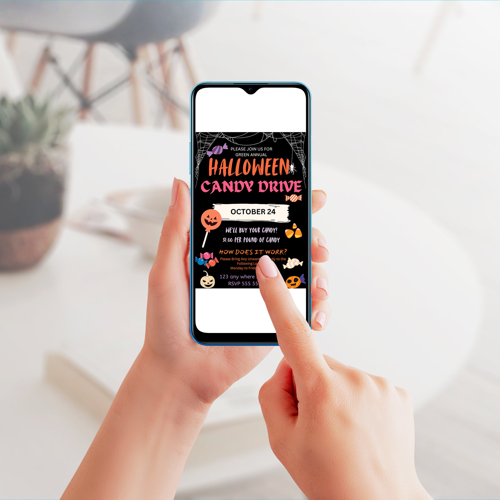 Halloween Candy Drive Invitation Template - CreativeRino