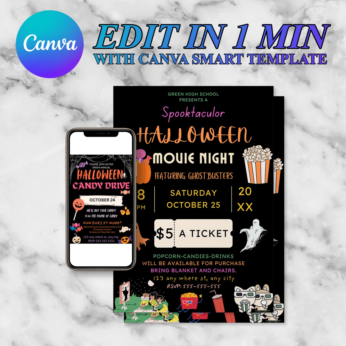 Halloween Candy Drive Invitation Template - CreativeRino