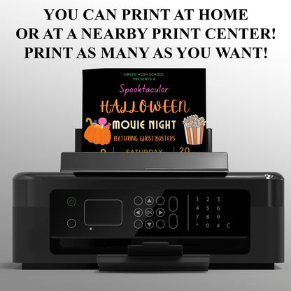 Spooktacular Halloween Movie Night Fundraiser Invitation Template - CreativeRino