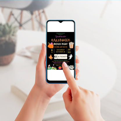 Spooktacular Halloween Movie Night Fundraiser Invitation Template - CreativeRino