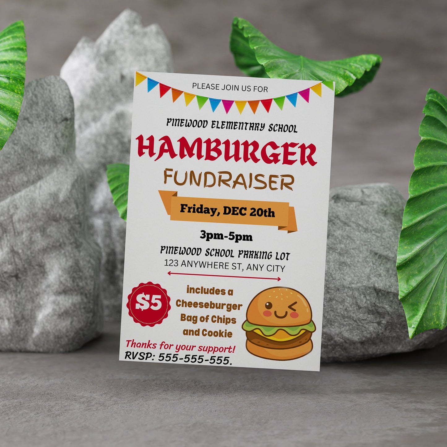 Burger Fundraiser Flyer Template | HamBurger Cookout Fundraising Invite CreativeRino