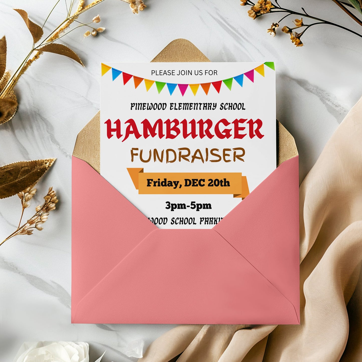 Burger Fundraiser Flyer Template | HamBurger Cookout Fundraising Invite CreativeRino