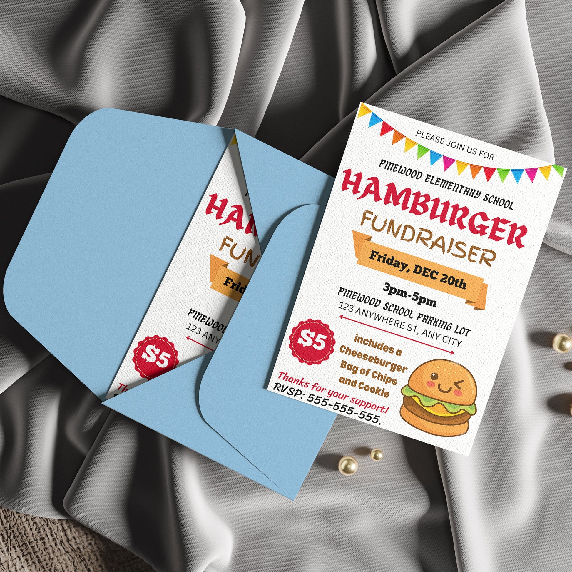 Burger Fundraiser Flyer Template | HamBurger Cookout Fundraising Invite CreativeRino