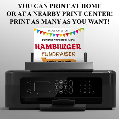Burger Fundraiser Flyer Template | HamBurger Cookout Fundraising Invite CreativeRino