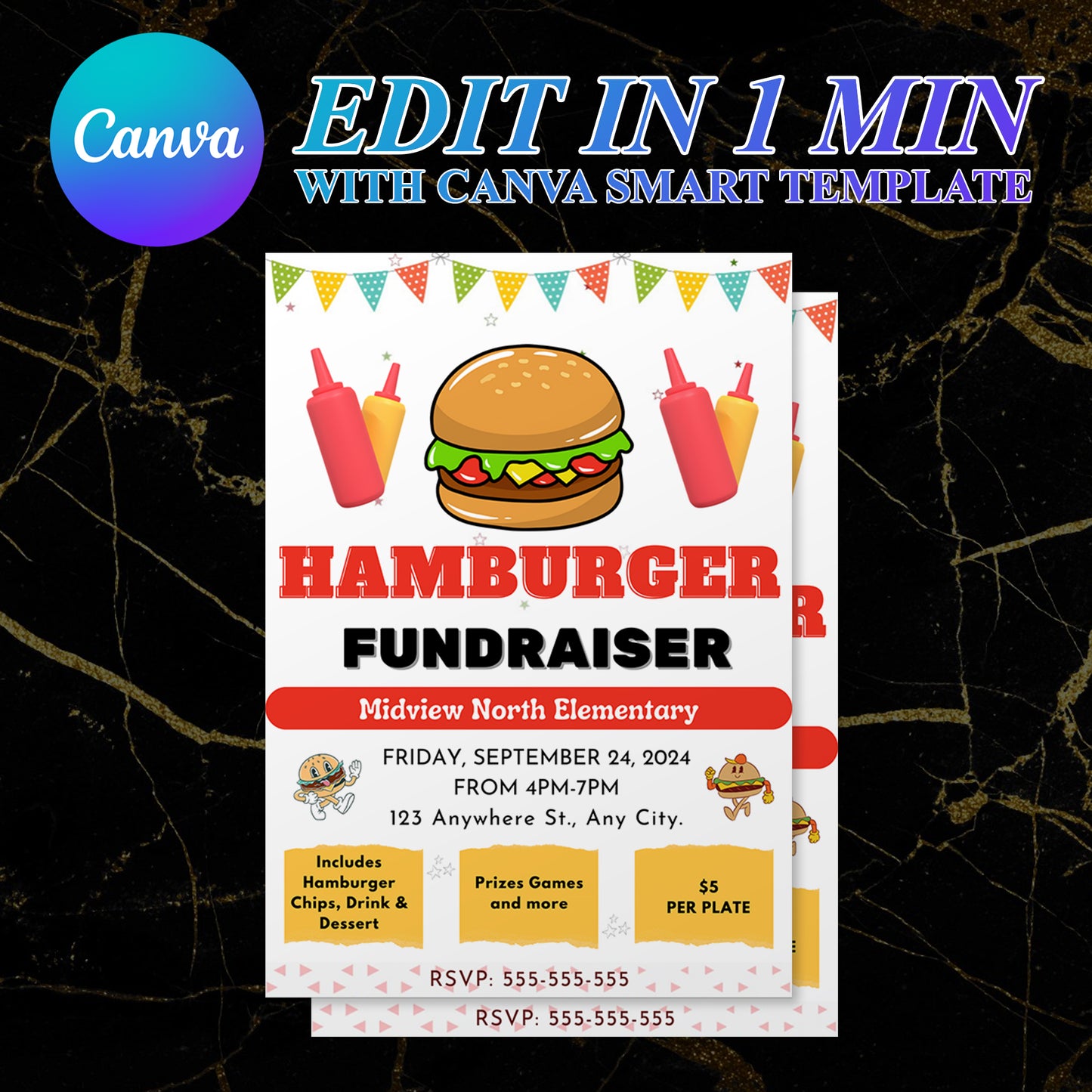 Hamburger Fundraiser Flyer Template | Burger Cookout Fundraising Invite