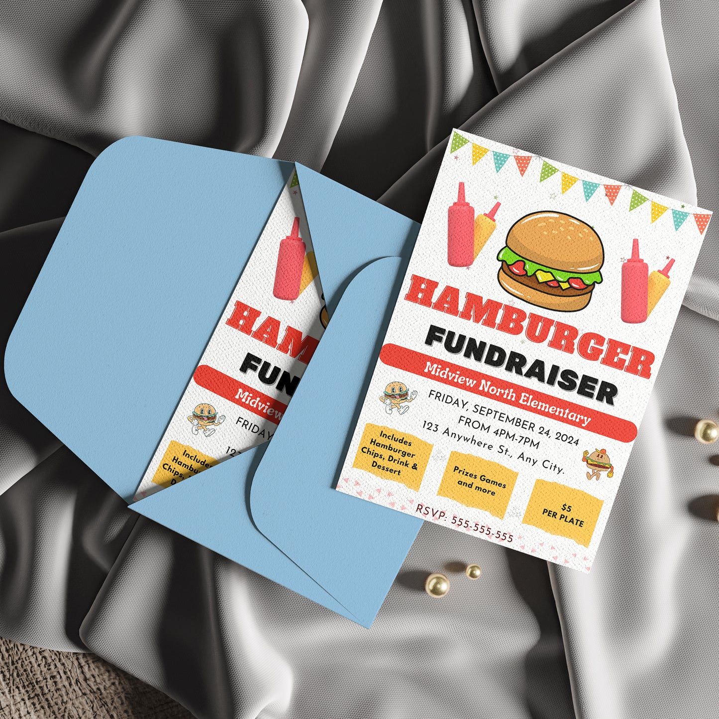 Hamburger Fundraiser Flyer Template | Burger Cookout Fundraising Invite