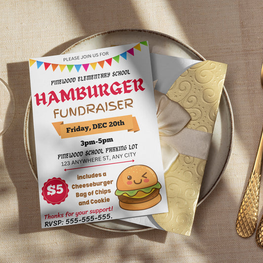 Burger Fundraiser Flyer Template | HamBurger Cookout Fundraising Invite