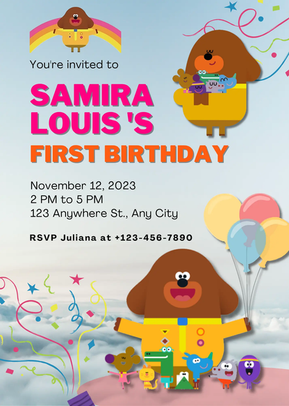 Hey Duggee Birthday Invitation Template - CreativeRino