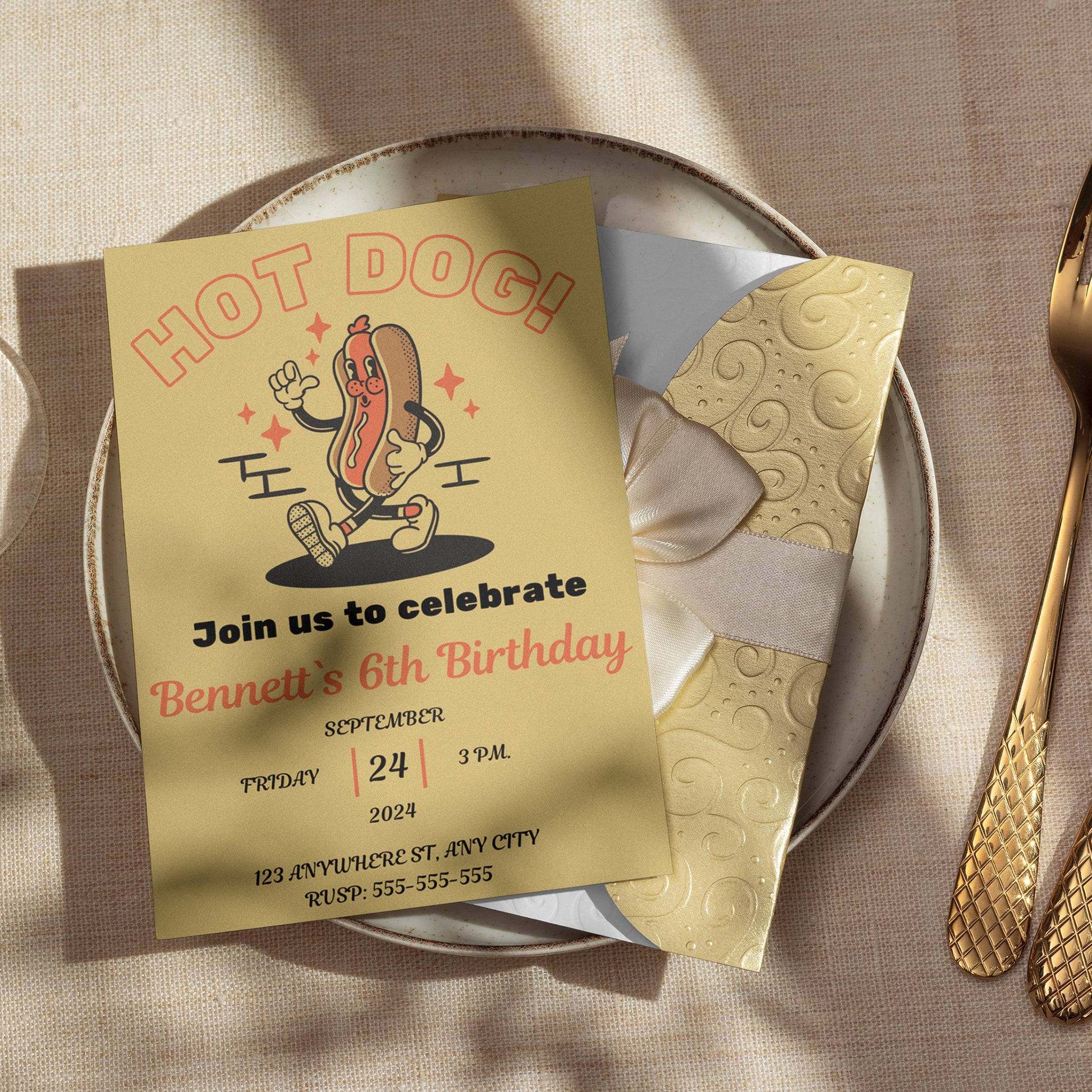 Hot Dog Birthday Invitation Template - CreativeRino