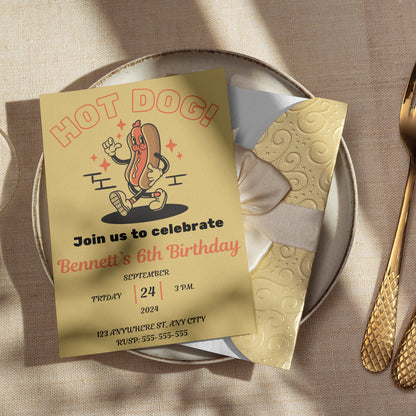 Hot Dog Birthday Invitation Template - CreativeRino