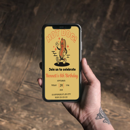 Hot Dog Birthday Invitation Template - CreativeRino