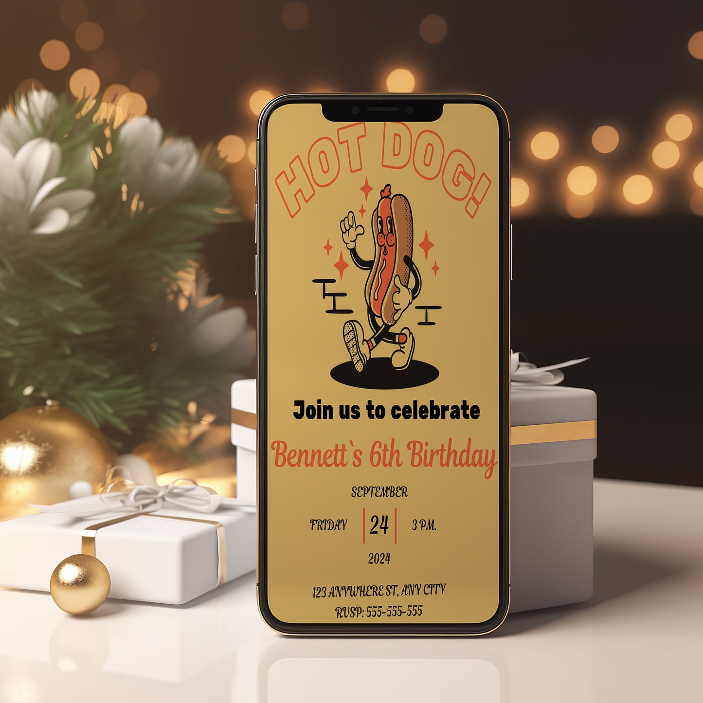Hot Dog Birthday Invitation Template - CreativeRino