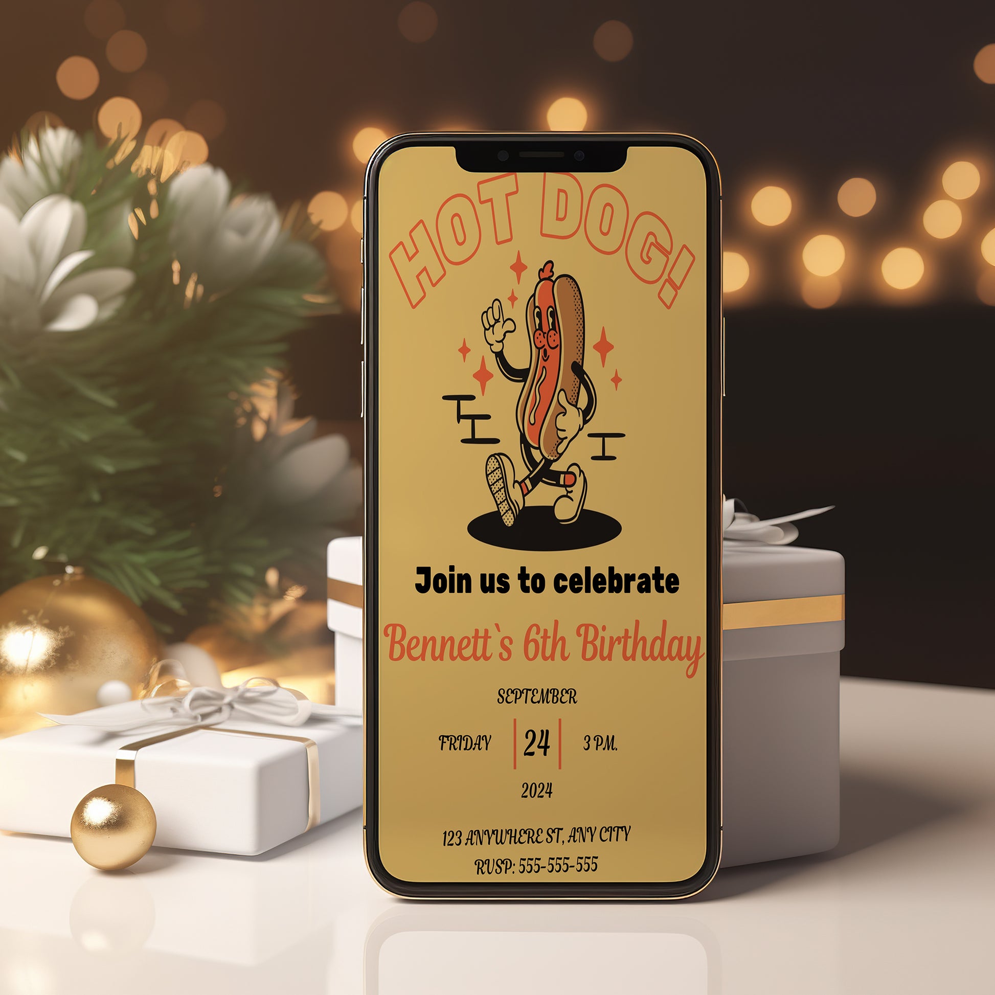 Hot Dog Birthday Invitation Template - CreativeRino