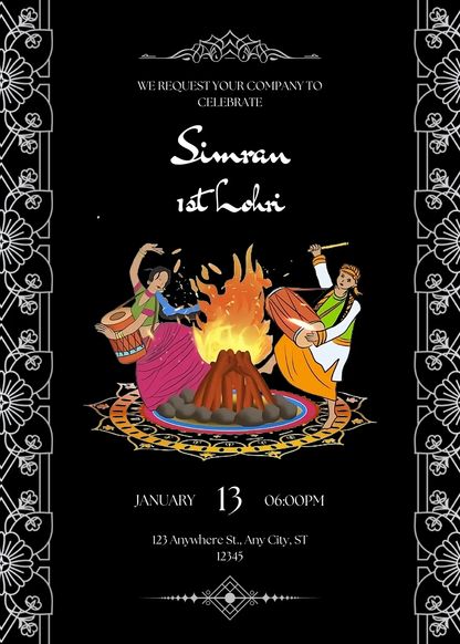 Lohri Invitation Template | Lohri Party Invite - CreativeRino