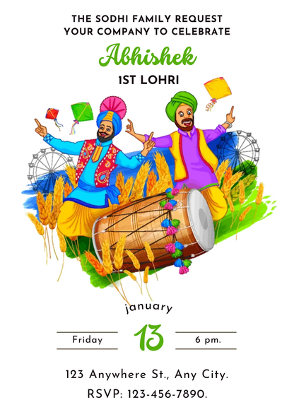Lohri Invitation Template | Lohri Party Invite - CreativeRino