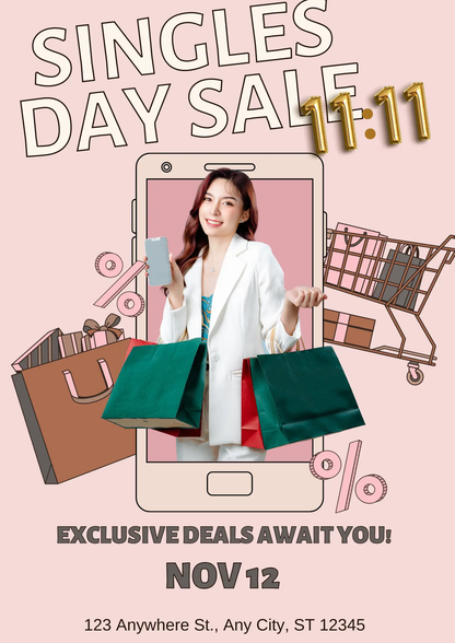 Singles Day Sale Invitation Flyer Template - CreativeRino