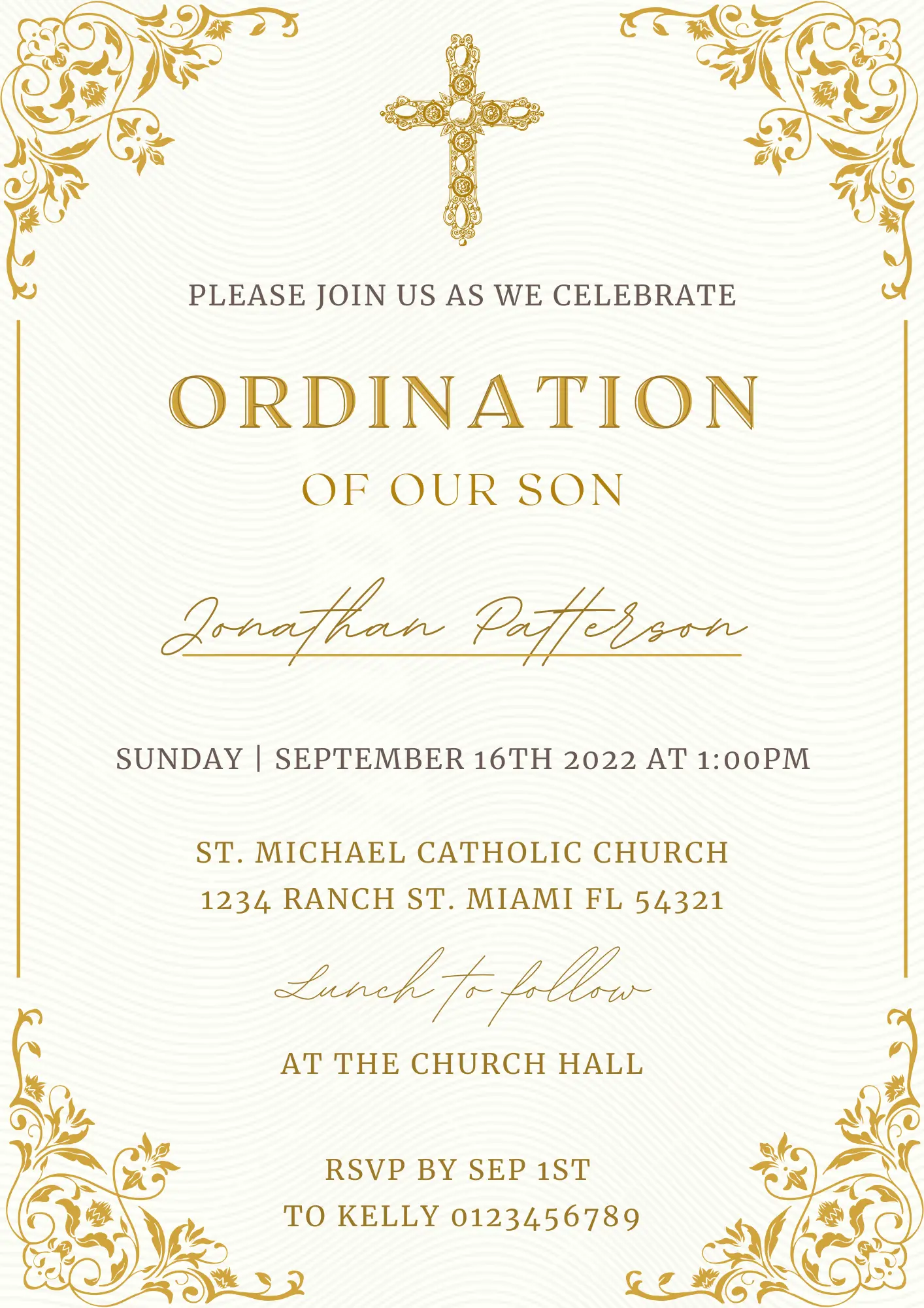 Catholic Priest Ordination Invitation Template - CreativeRino