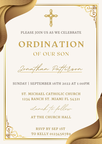 Catholic Priest Ordination Invitation Template - CreativeRino